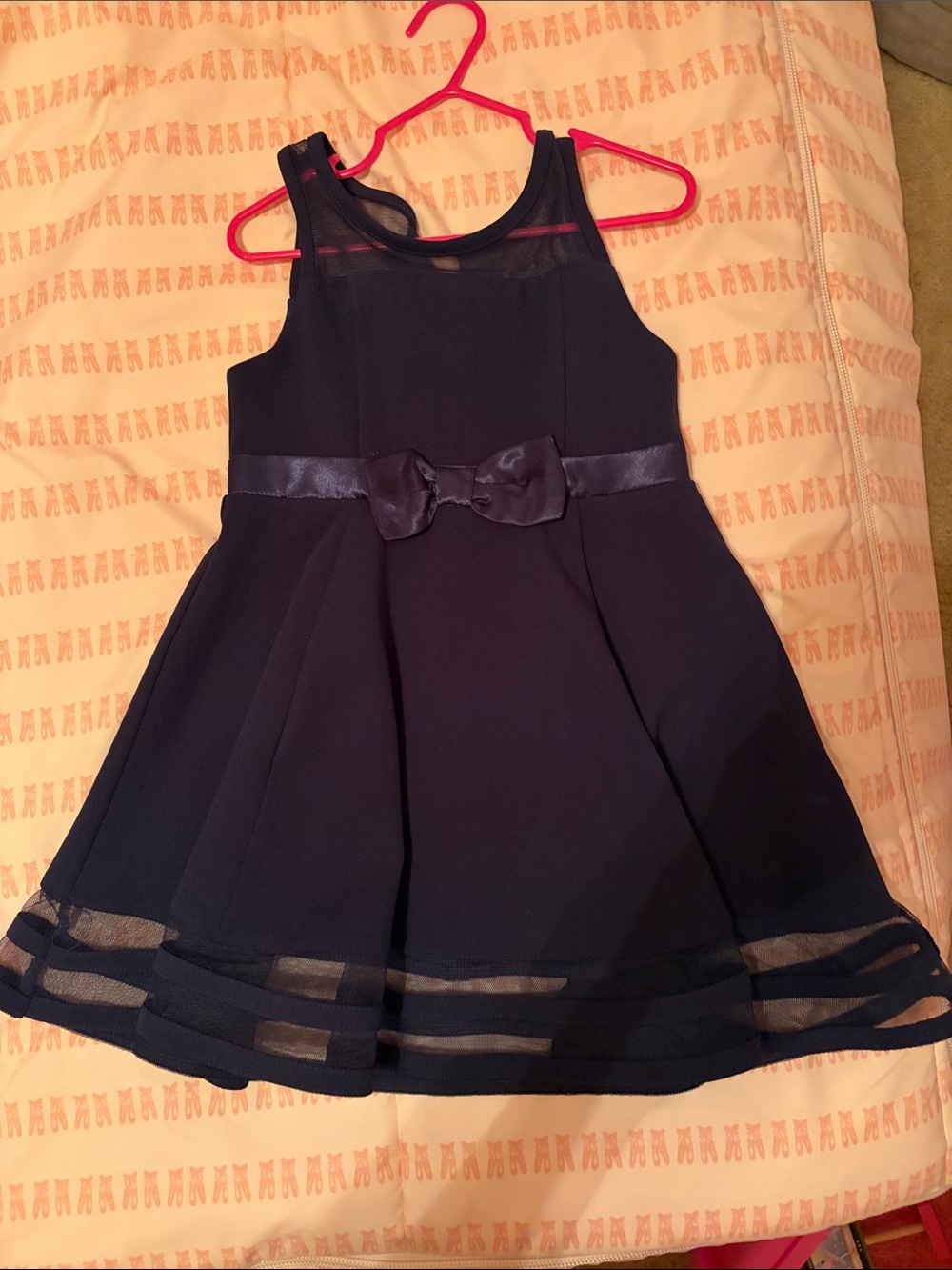 EUC-Calvin Klein Elegant Navy Bow-Accent Formal Dress for Girls